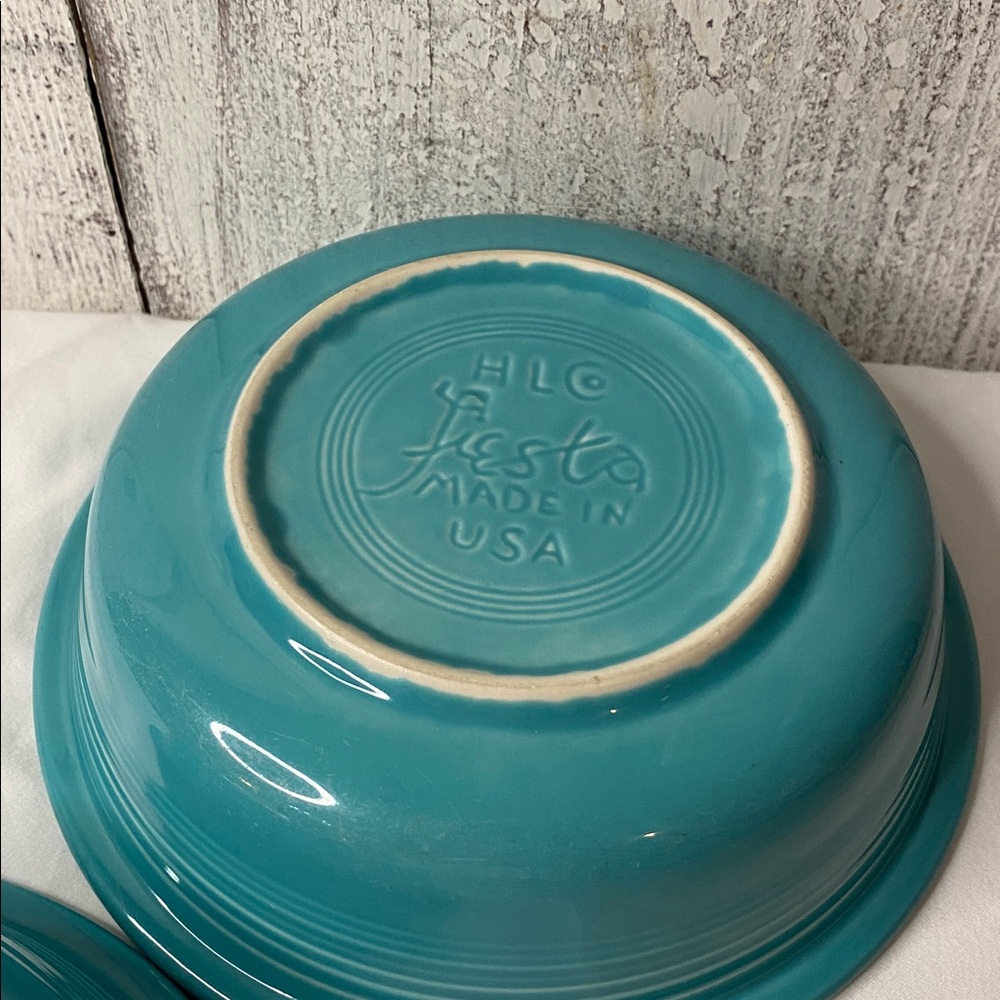 2 Fiestaware Vintage bowl Fiesta Original turquoise blue 6 3/4” - Picture 4 of 9